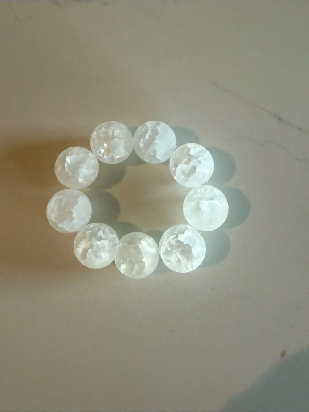 Chunky Frosted Clear Crackle Bead Bracelet – Handmade